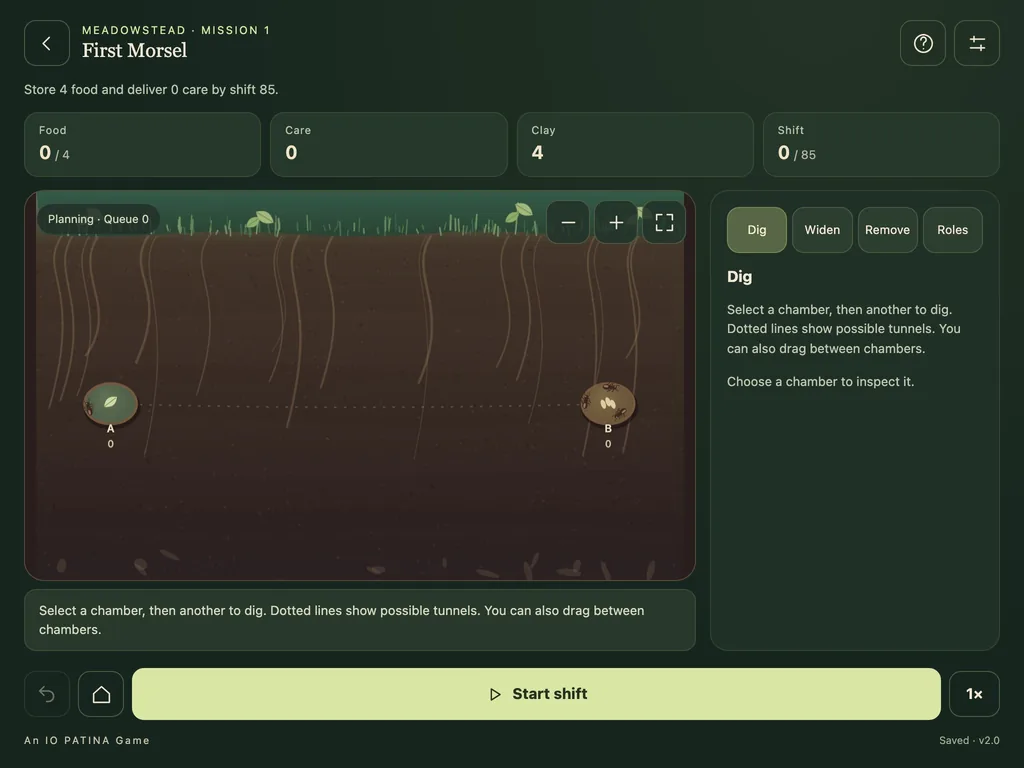 Ant Colony Express on a tablet-width screen