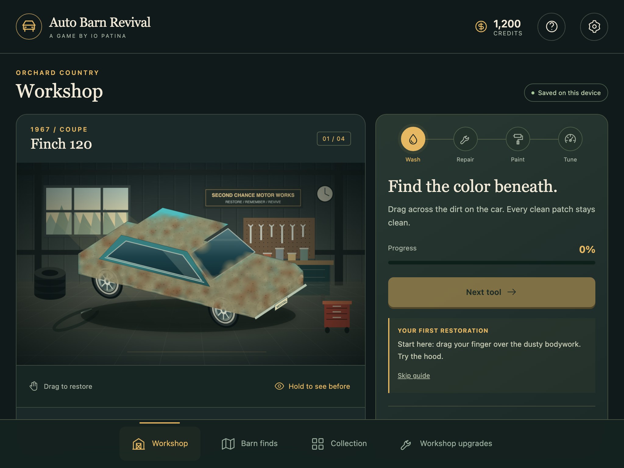 Auto Barn Revival on a tablet-width screen