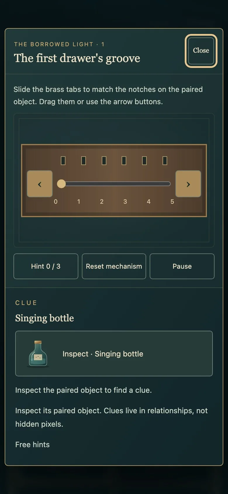 Cabinet of Curiosities on a phone screen