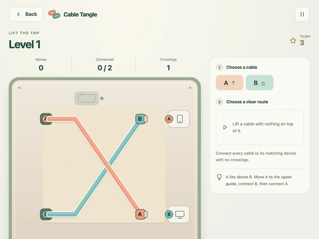 Cable Tangle on a tablet-width screen