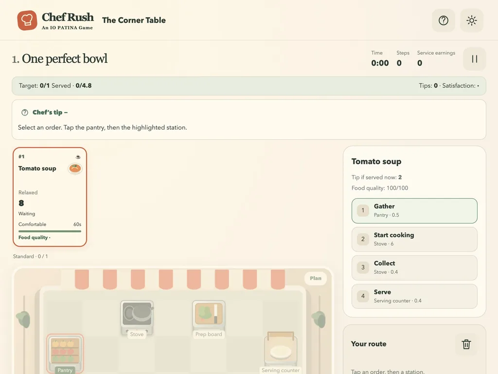 Chef Rush: One Kitchen on a tablet-width screen