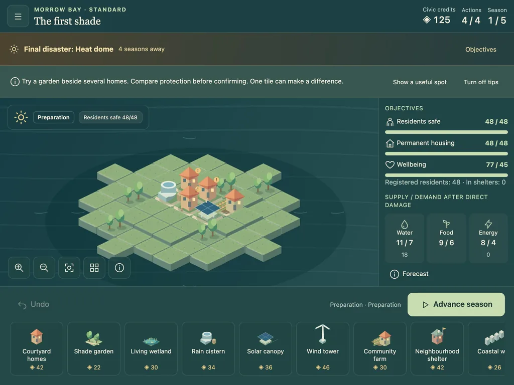 Climate Haven on a tablet-width screen