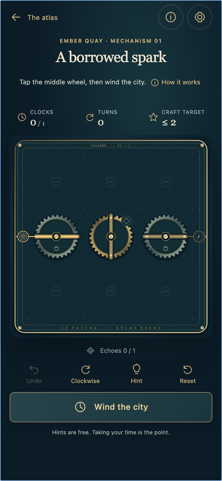 The Clockmaker's Atlas on a phone screen