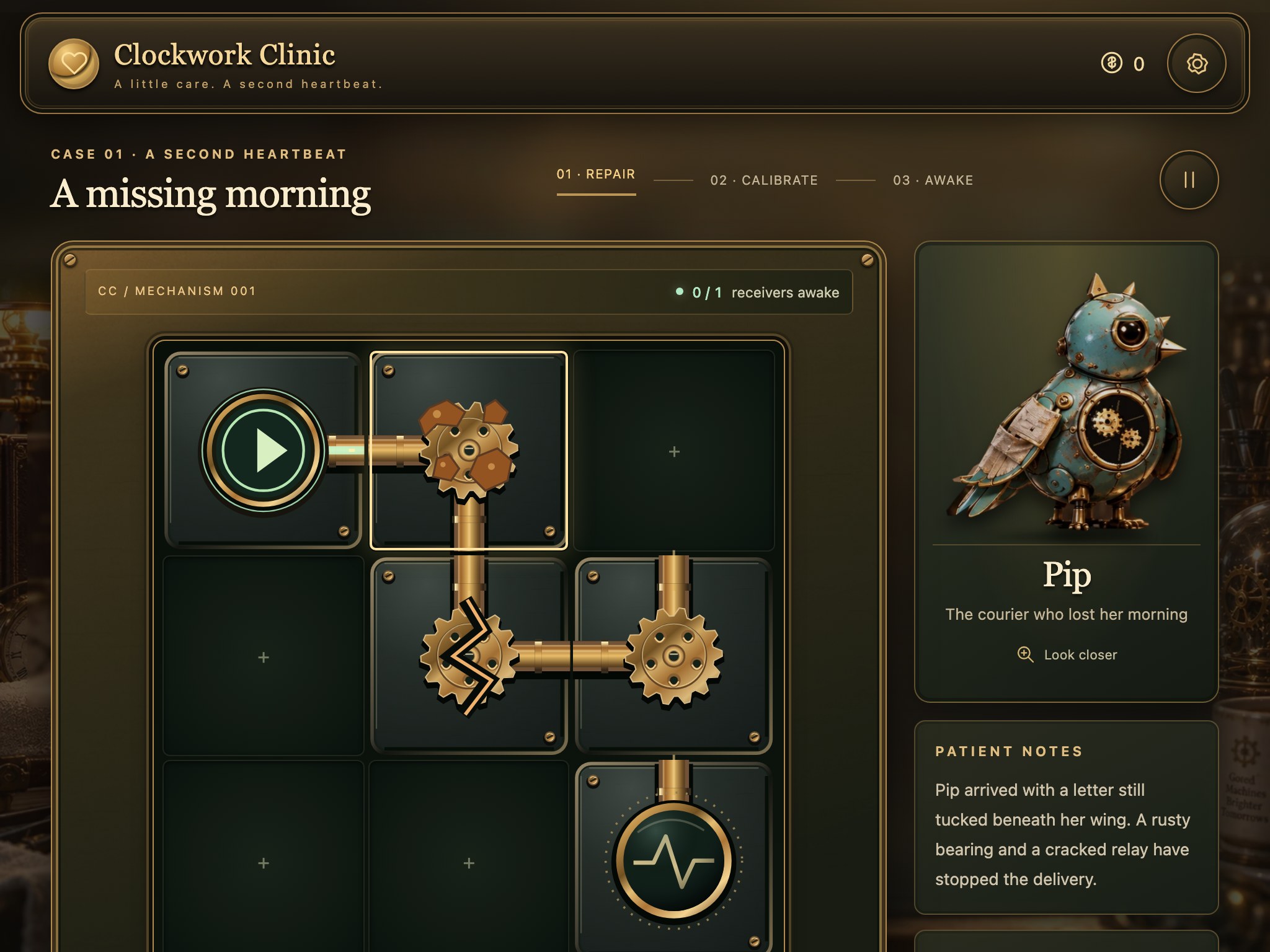 Clockwork Clinic on a tablet-width screen