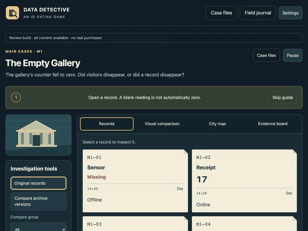 Data Detective on a tablet-width screen