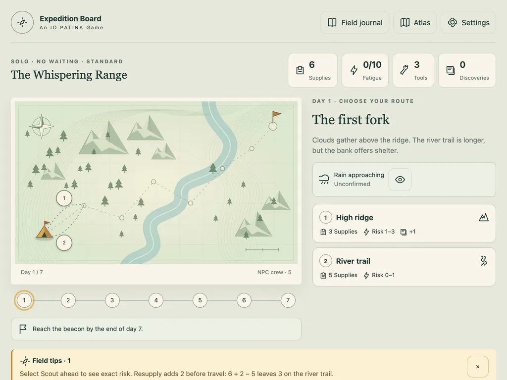 Expedition Board on a tablet-width screen