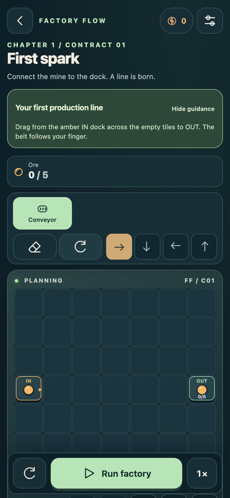 Factory Flow on a phone screen