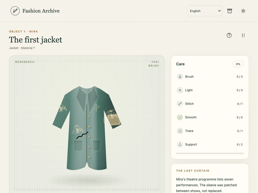 Fashion Archive on a tablet-width screen