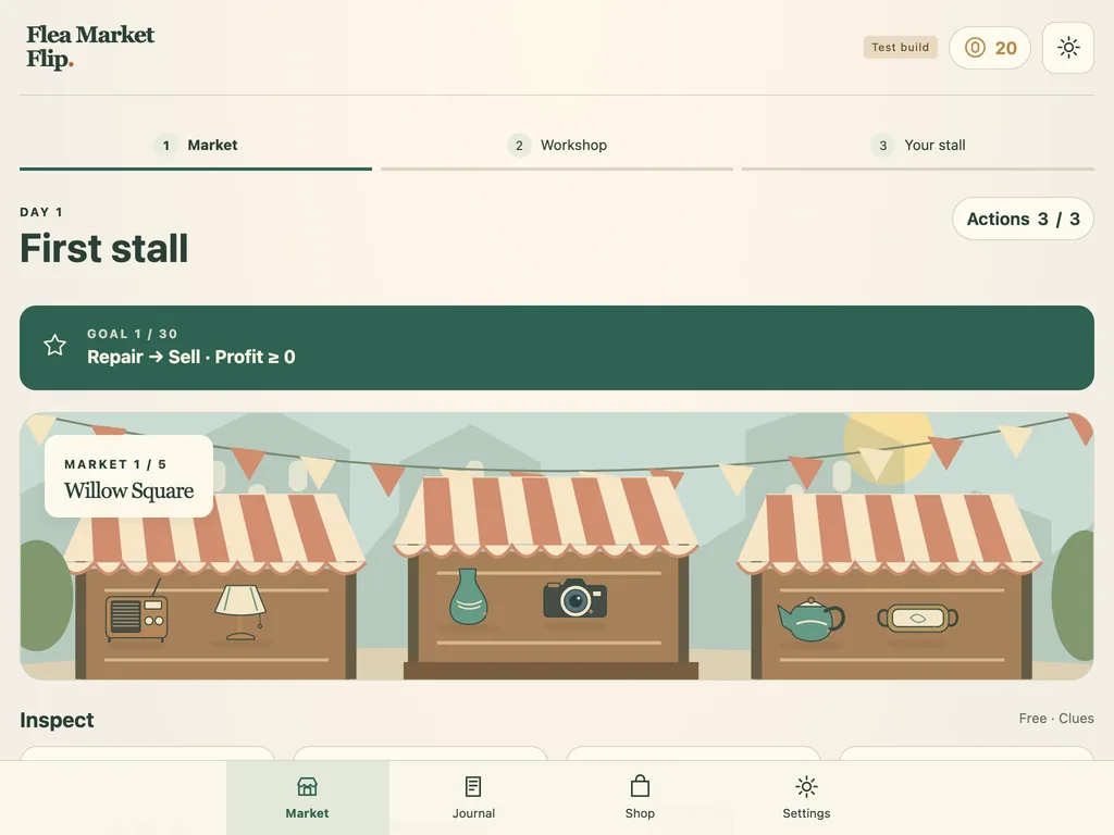 Flea Market Flip on a tablet-width screen