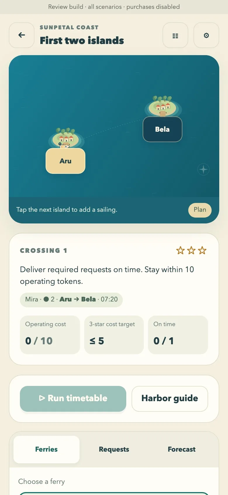 Island Ferry on a phone screen