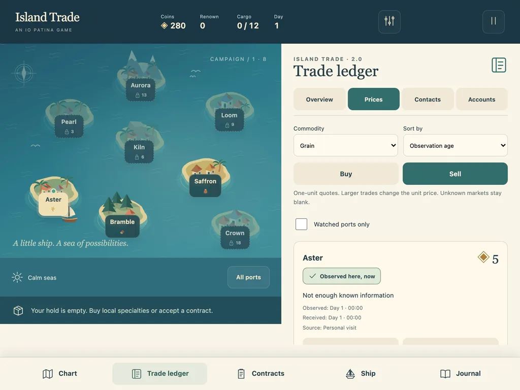 Island Trade on a tablet-width screen