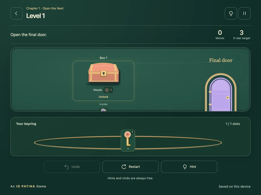 Keyring Logic on a tablet-width screen