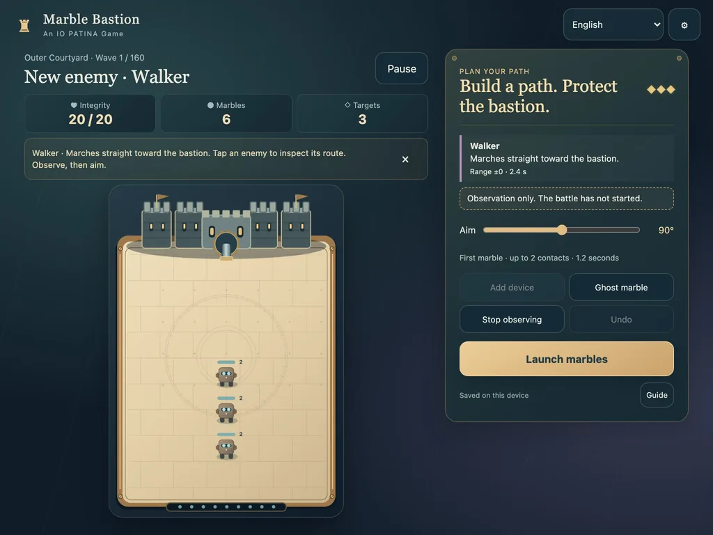 Marble Bastion on a tablet-width screen