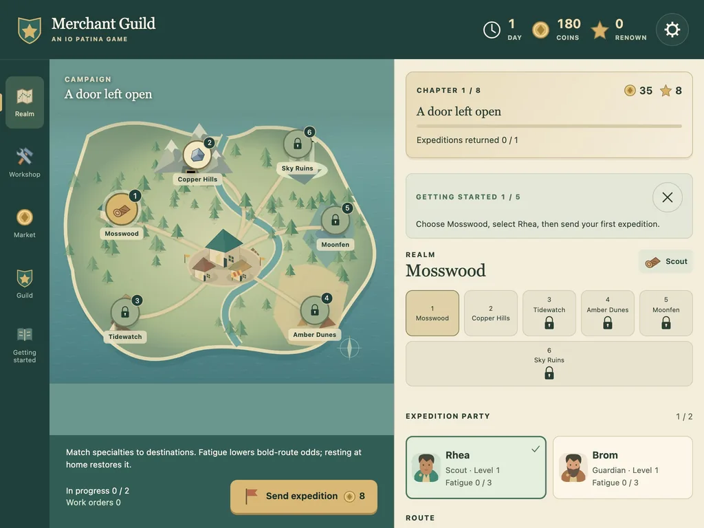 Merchant Guild on a tablet-width screen