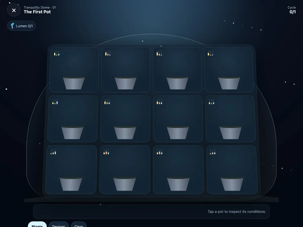 Moon Garden on a tablet-width screen