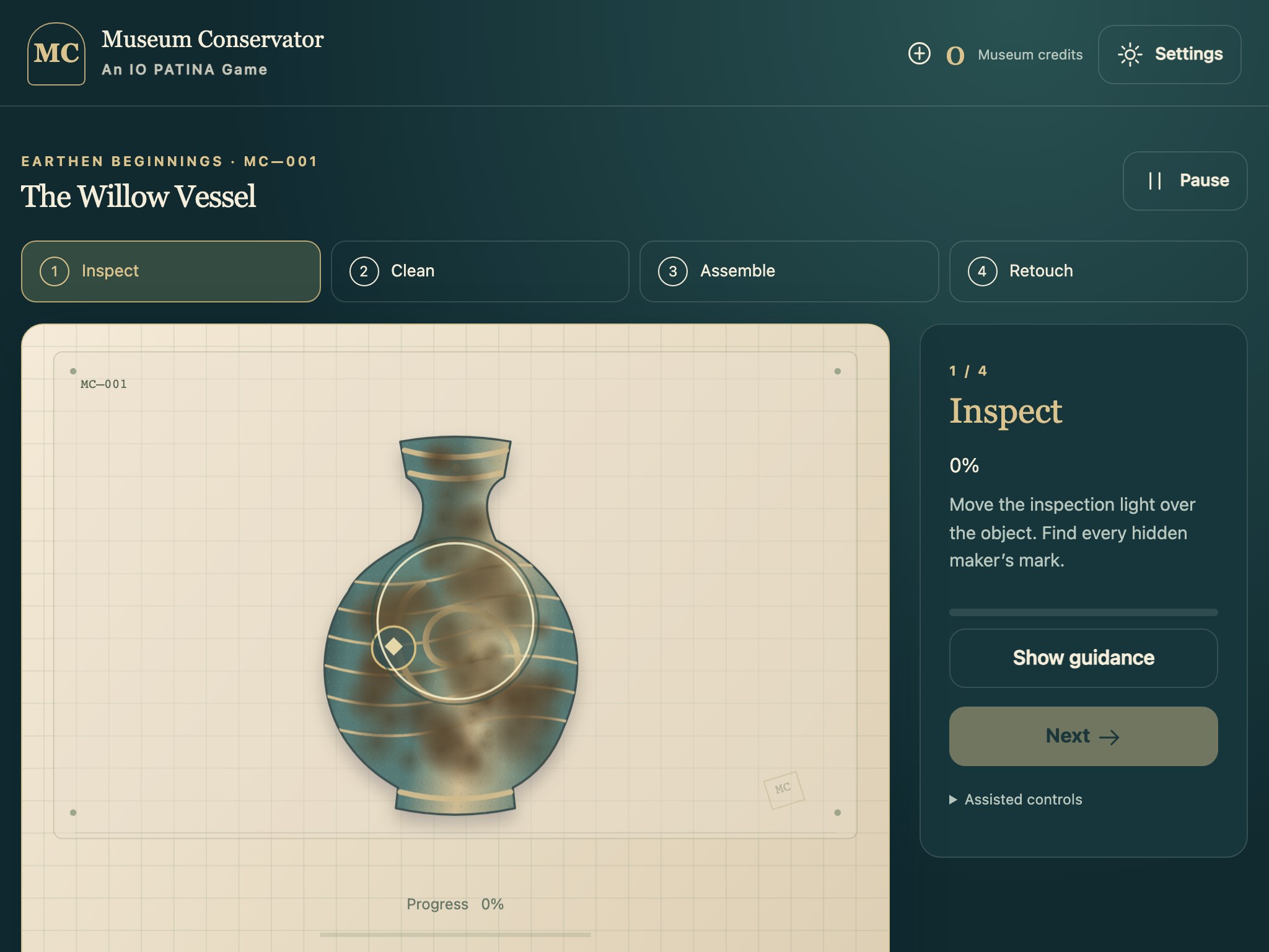 Museum Conservator on a tablet-width screen