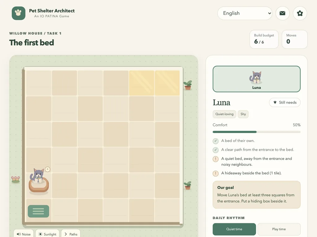 Pet Shelter Architect on a tablet-width screen