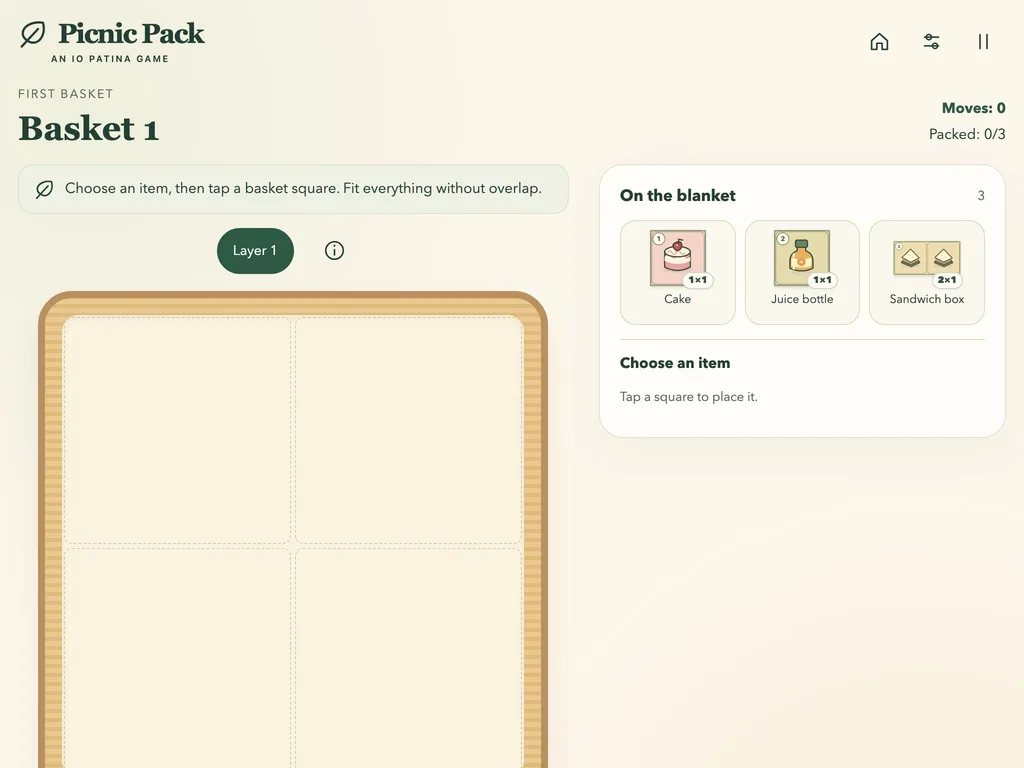 Picnic Pack on a tablet-width screen