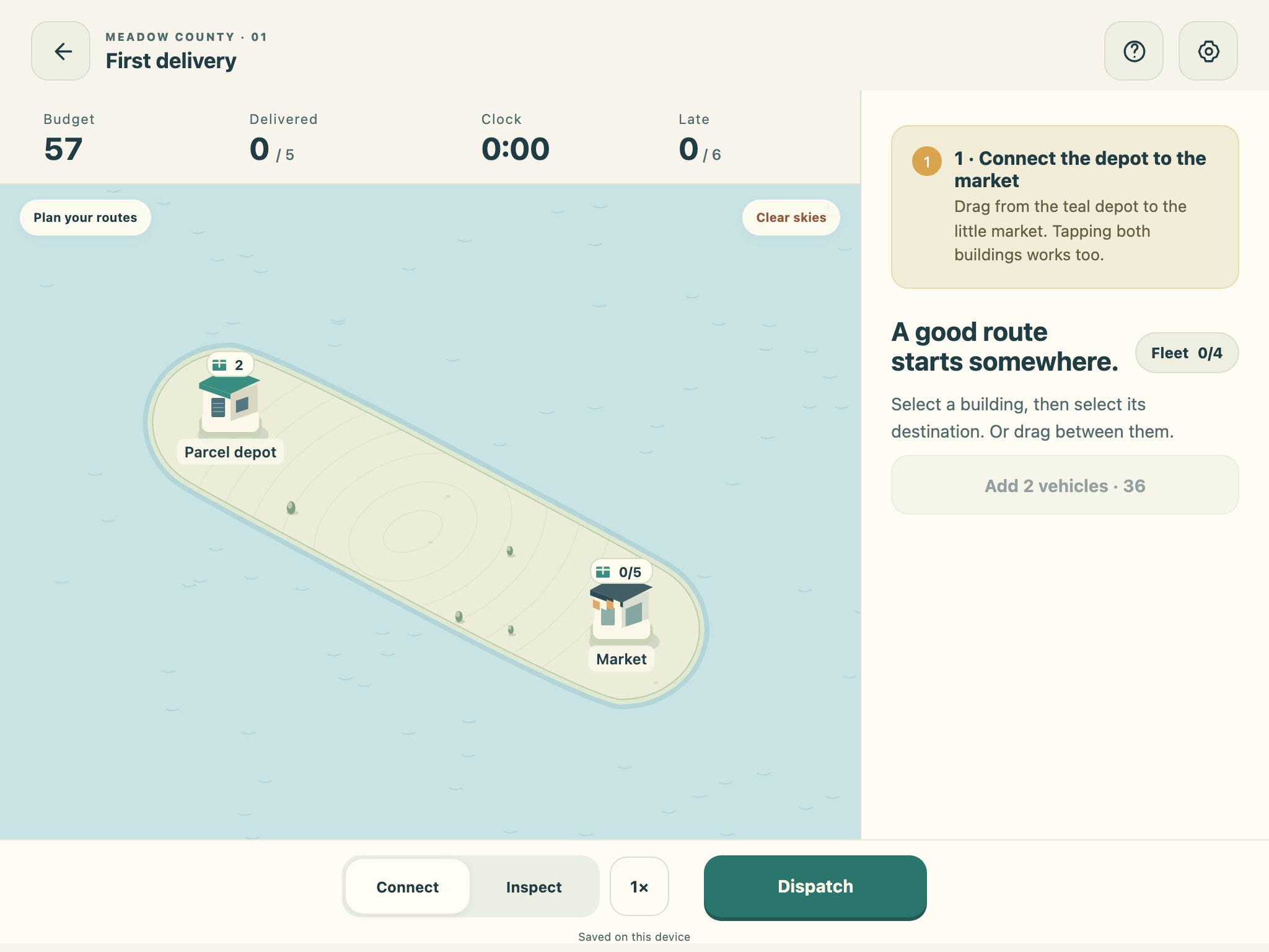 Pocket Logistics on a tablet-width screen