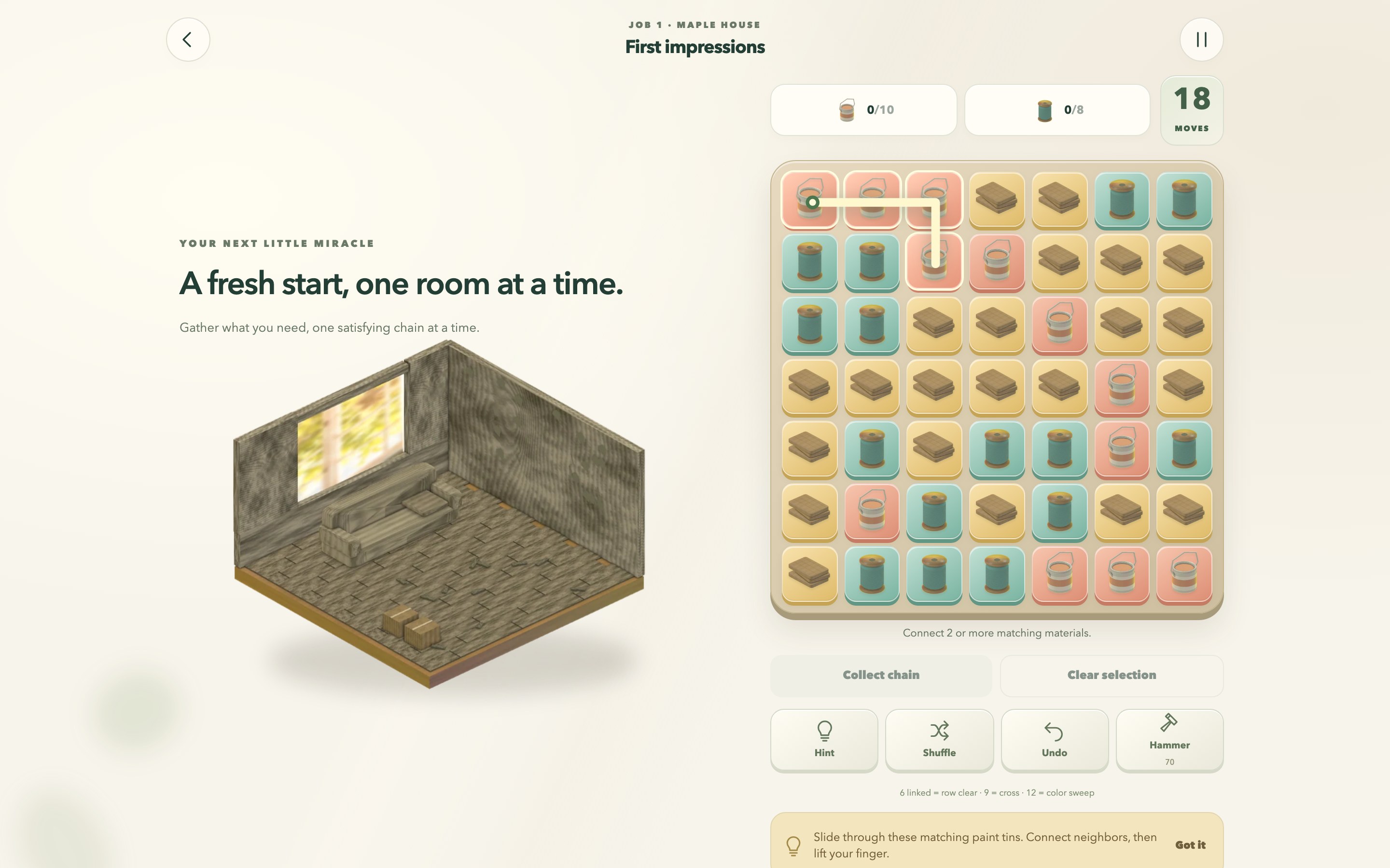 A room in progress on a desktop screen
