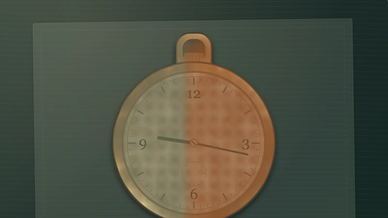 Restoration Files: a large tarnished pocket watch with a mottled green and orange face lies on a dark green work mat