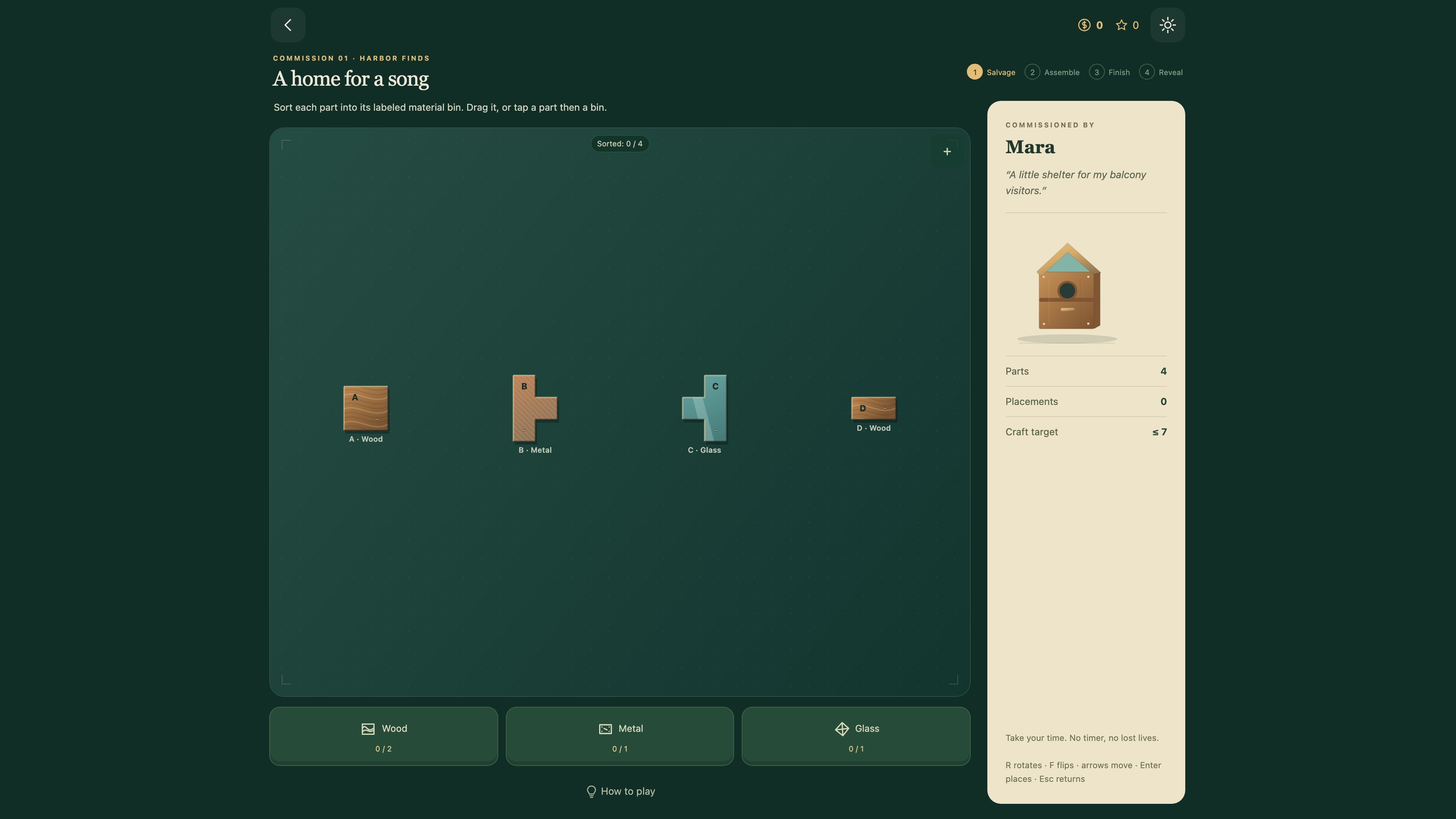Salvage Studio gameplay: salvaged components laid out on a studio workbench