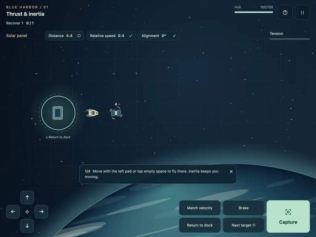 Space Junk Salvager on a tablet-width screen