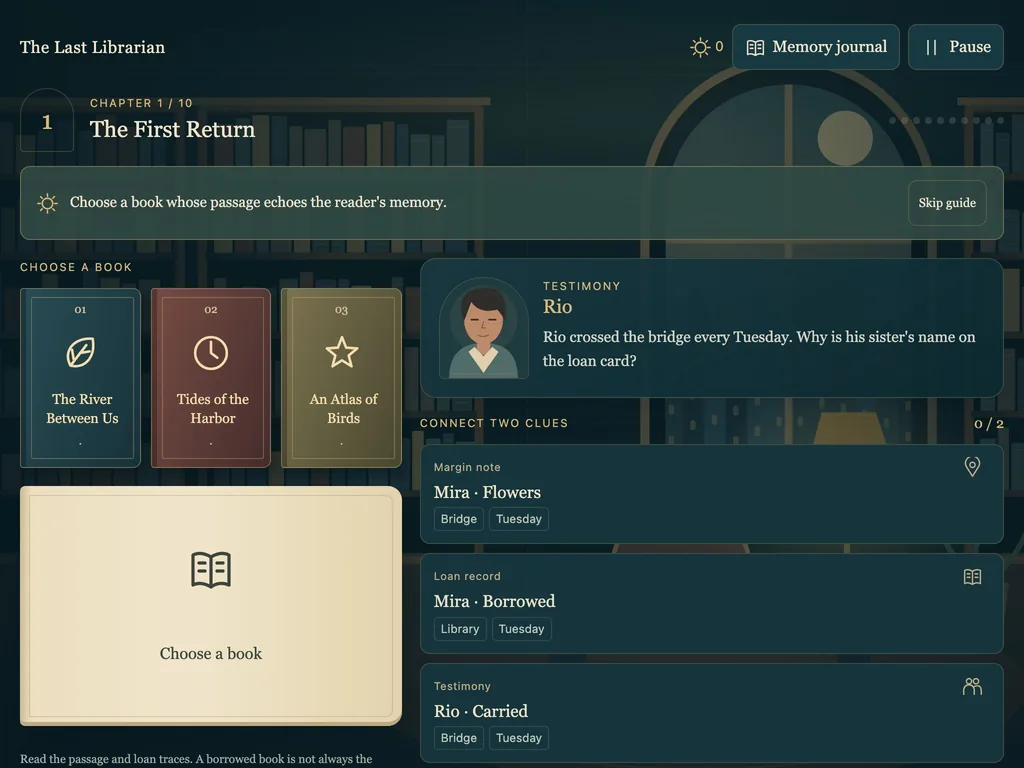 The Last Librarian on a tablet-width screen