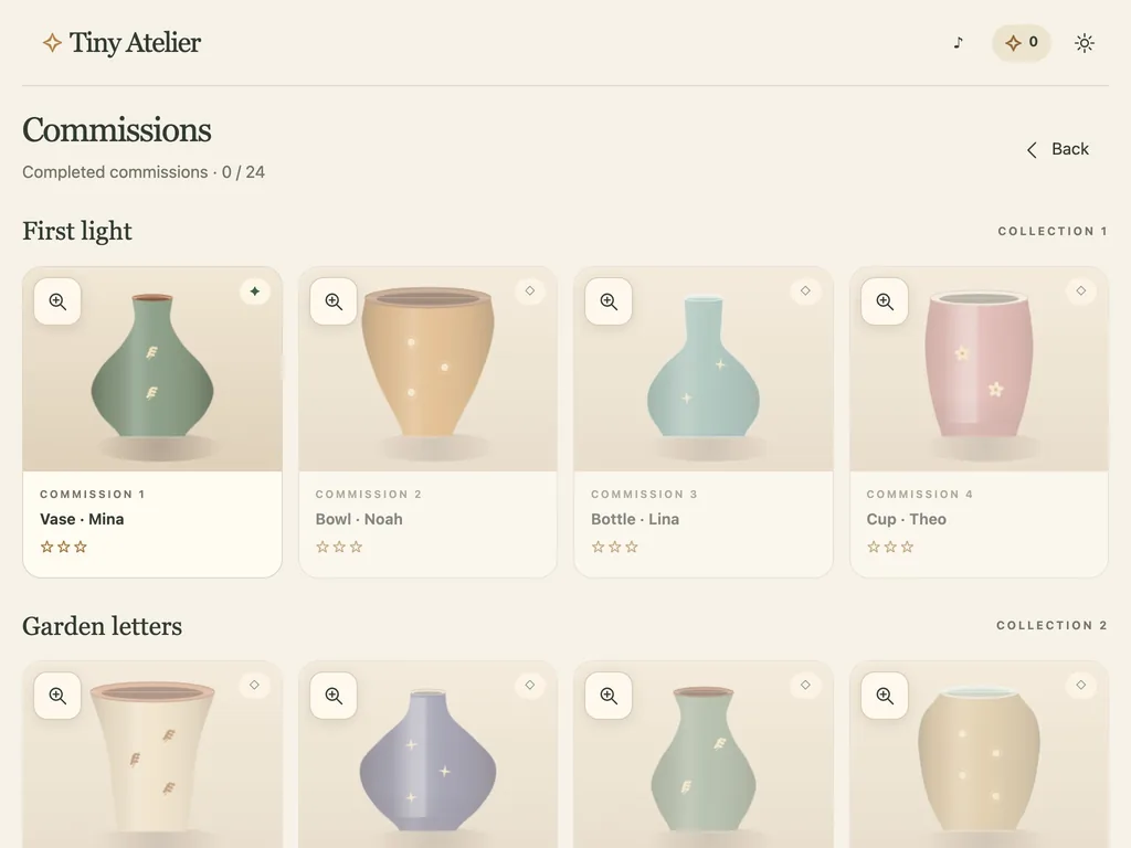 Tiny Atelier on a tablet-width screen