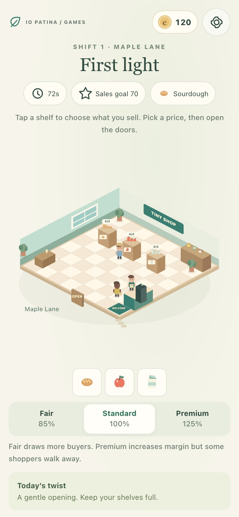 Tiny Shop Empire on a phone screen